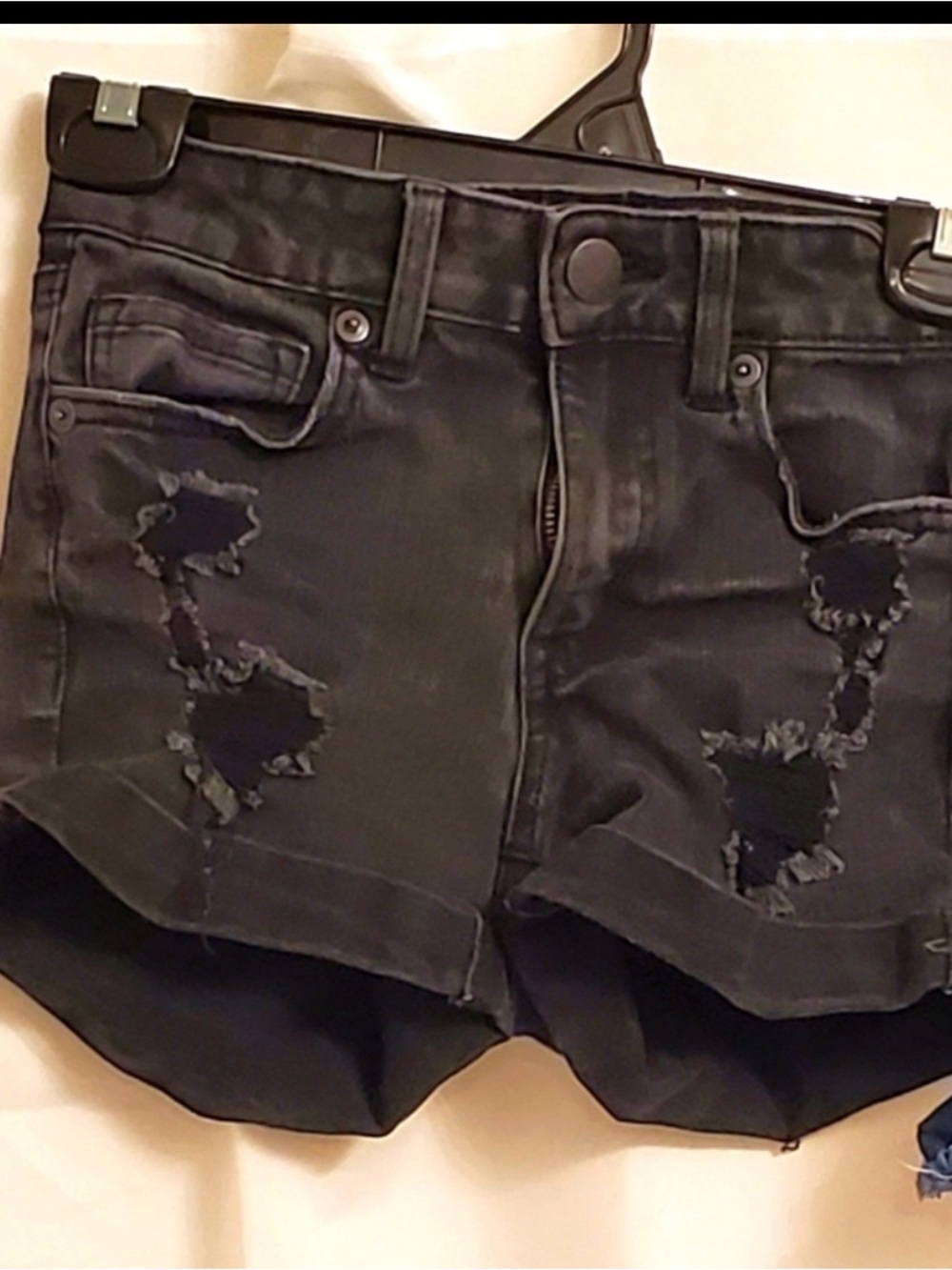 Black Distressed Jean Aero Shorts